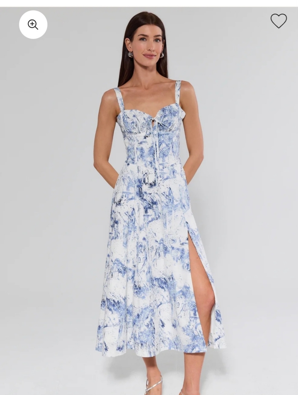 NWT-AVARA / DRESS FORUM- Blue and White Toile, Midi Sundress - SIZE LARGE